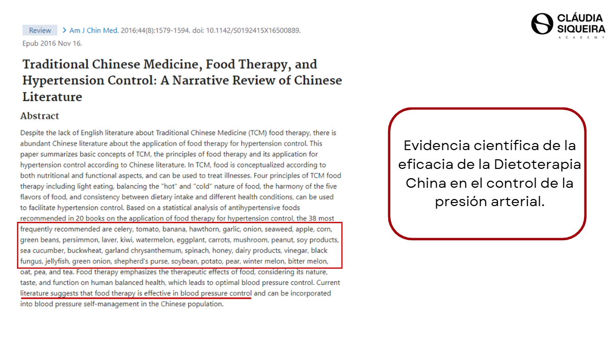 Estudio con evidencia de la eficacia de la Dietoterapia China